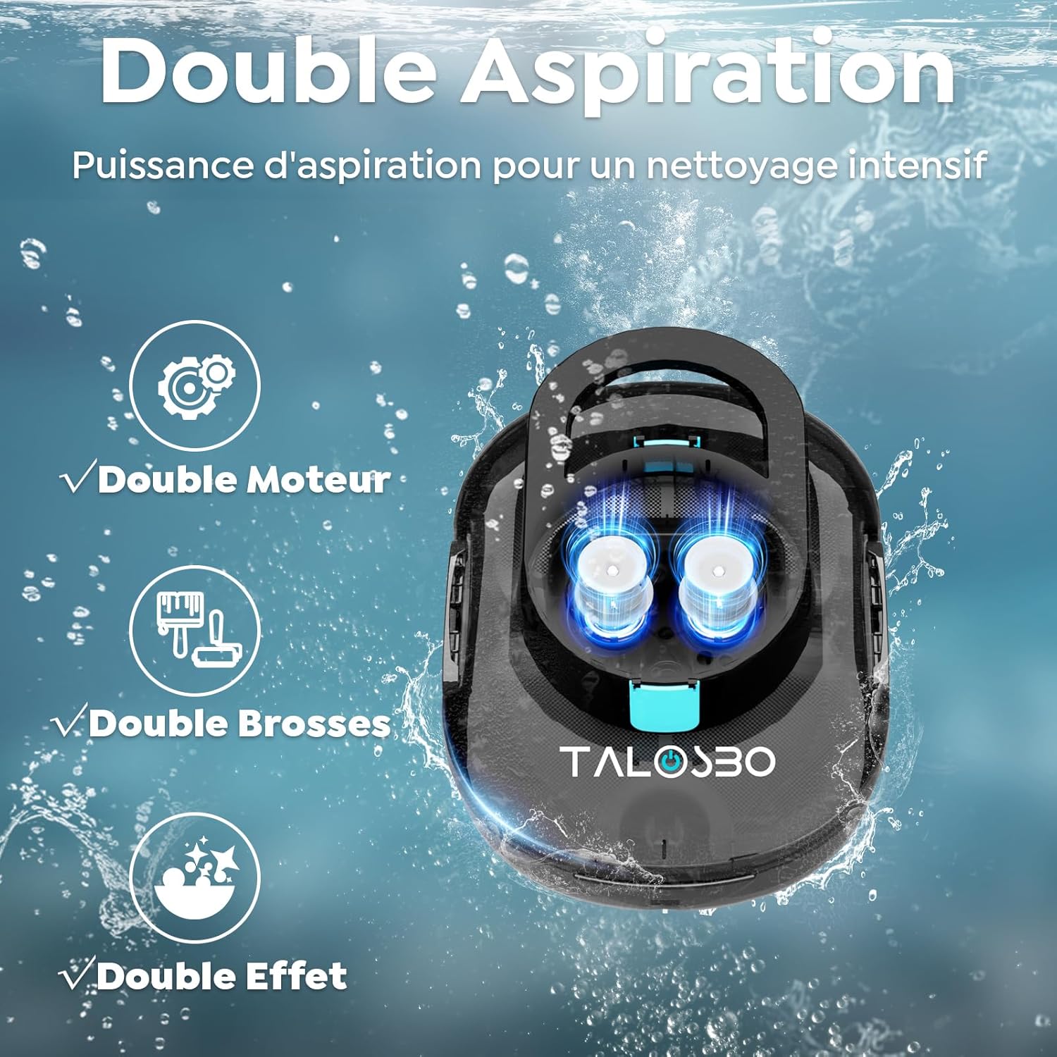 S1PRO Robot piscine sans fil - compact - 120min autonomie, charge rapide, double moteur, jusqu'à 100m² - S1PRO