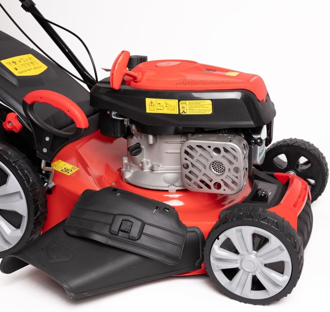 jardinite Tondeuse à gazon à explosion automotrice 4in1-4 CV, Tondeuse à gazon thermique autoportée - Moteur 170cc 4 temps avec autotraction - Largeur de coupe 51 cm - Mulching - Panier de collecte 60L