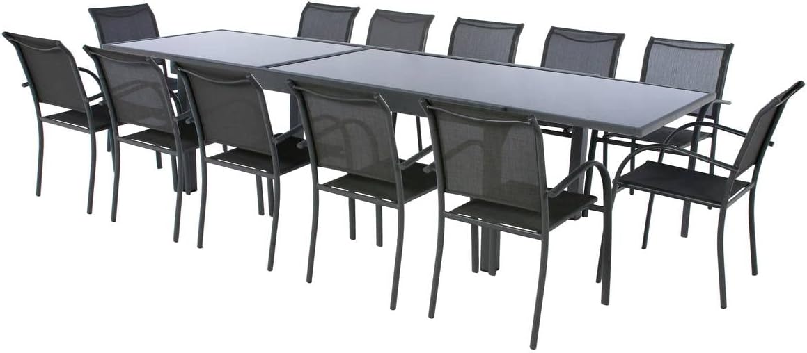 jardinite - Piazza extensible - 12 places - aluminium/verre renforcé - gris graphite