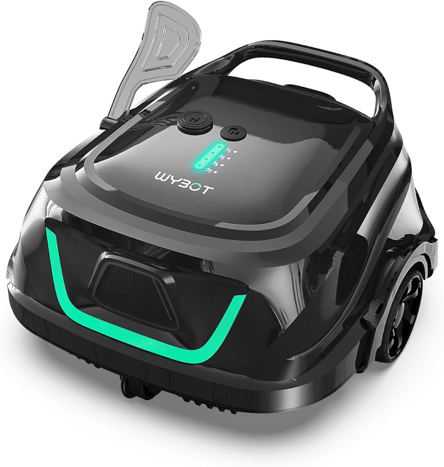 jardinite A1max Robot Piscine sans Fil pour Piscines Hors-Sol, Aspirateur Automatique, Robot Piscine 130 Min Autonomie, Double Filtration, LED, Charge 2h, 4 Modes,Vert forêt