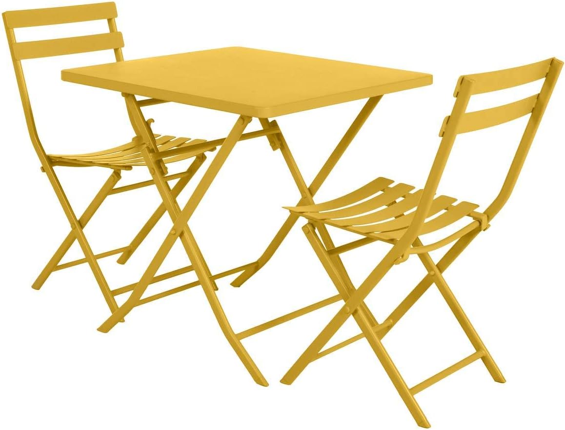 jardinite - Greensboro série - 2 places, acier renforcé, jaune - table pliante