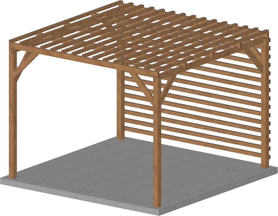 Pergola Bois Massif - Série brise-soleil - 3x3m - Classe 3, persiennes durables