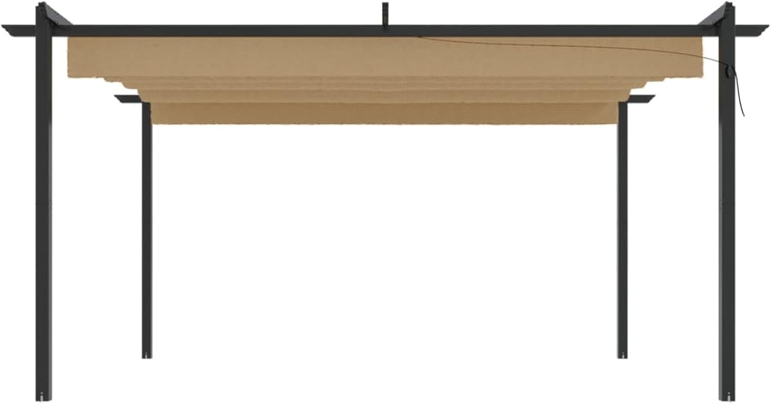 Tonnelle de jardin - toit extensible et étanche - 4x3m - coloris taupe