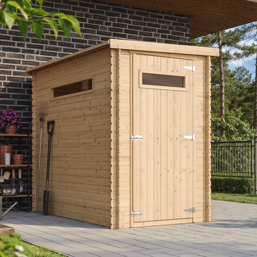 Abri de Jardin en Bois, Petite fenêtre, avec Sol TRAITÉ- Stockage extérieur l239xL144xH198 cm/2.63 m2 - Petit abri à Outils, Local à vélos - Toit imperméable, fenêtres jardinite M306A+M306G