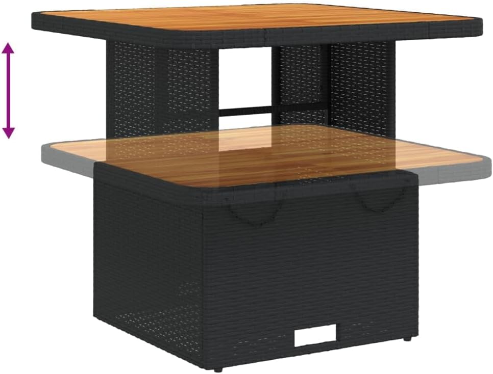 Table de jardin - 80x80x71 cm - résine tressée et bois d’acacia