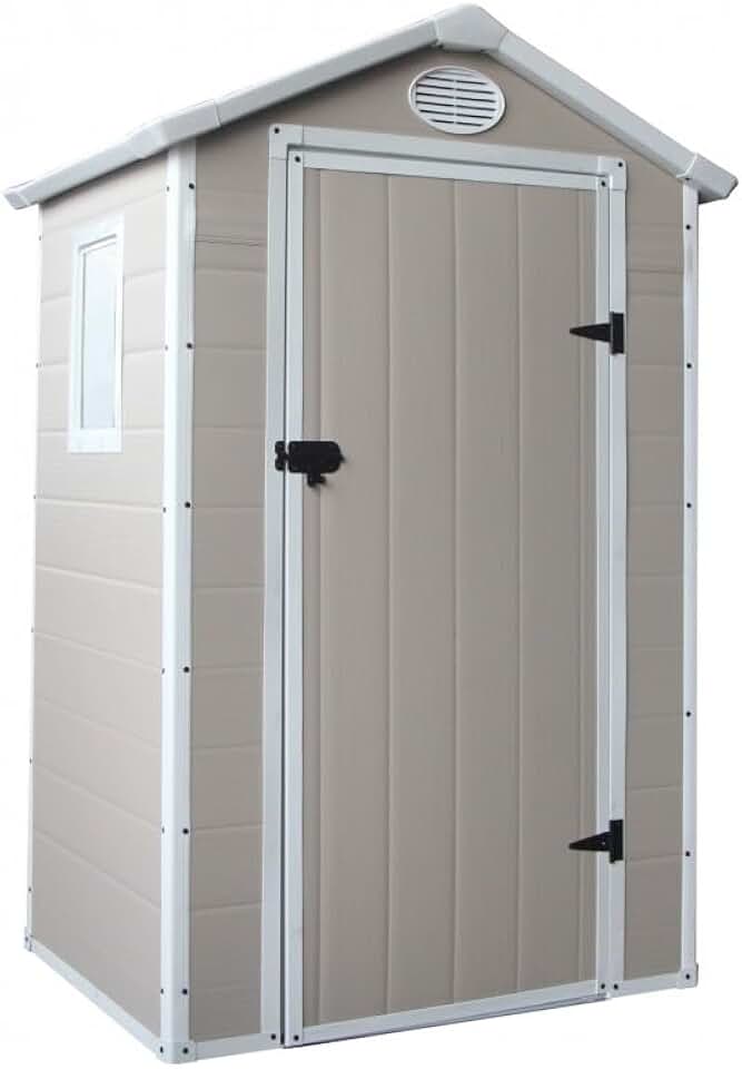 jardinite - Abri de jardin en résine - 1,34m² - porte verrouillable, fenêtre, ventilation, acier galvanisé