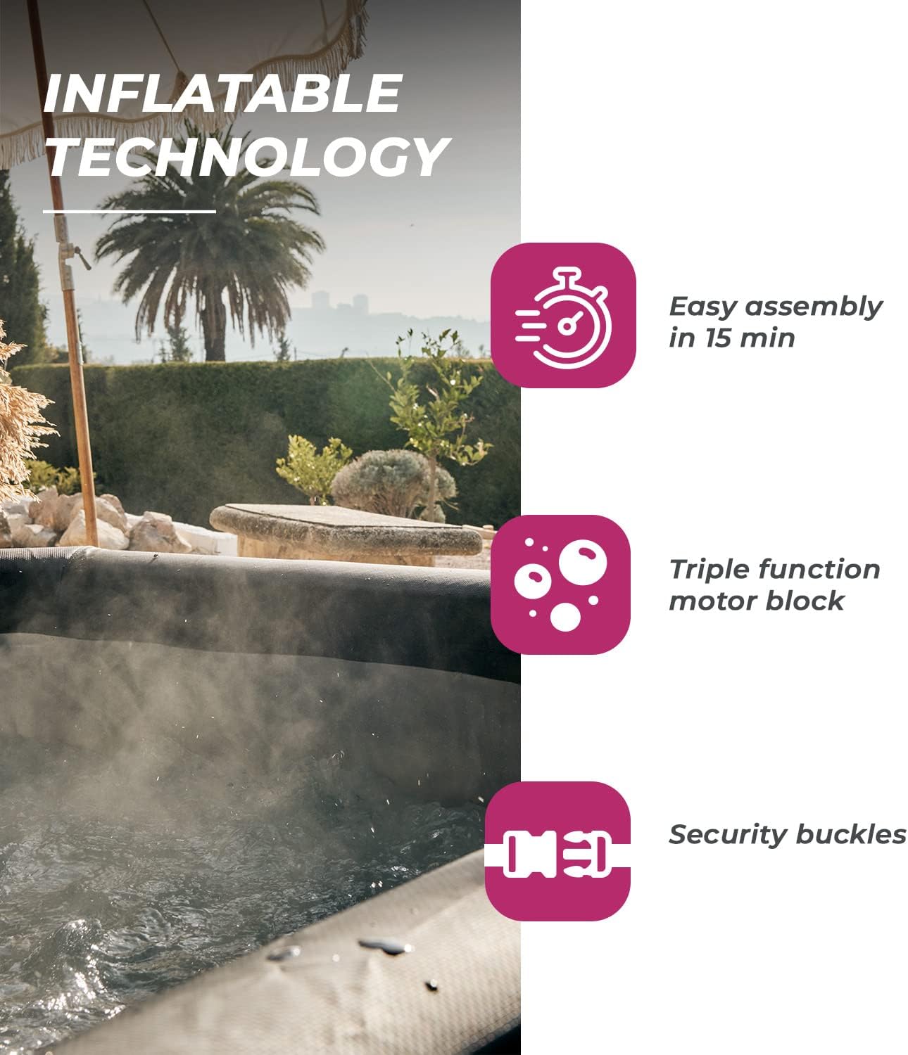 NetSpa - Montana - 175x70 cm - spa gonflable rond 4 places