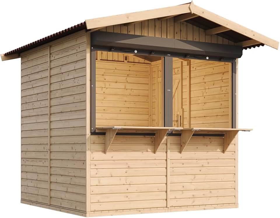 jardinite - kiosque jardin bois 4m², 2 fenêtres, volets, 253x263x232cm - M149Z