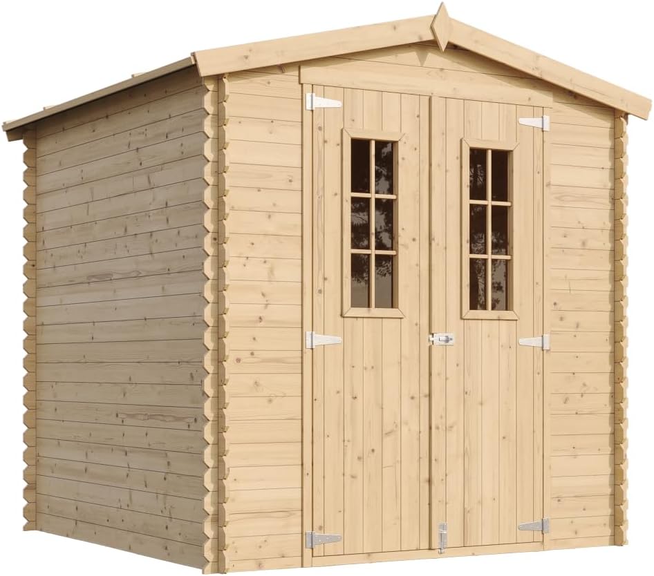 Abri de Jardin en Bois - Stockage extérieur I216xL206xH218 cm/ 3.53 m2 Petit abri à Outils, Local à vélos - Toit imperméable, fenêtres jardinite M343C