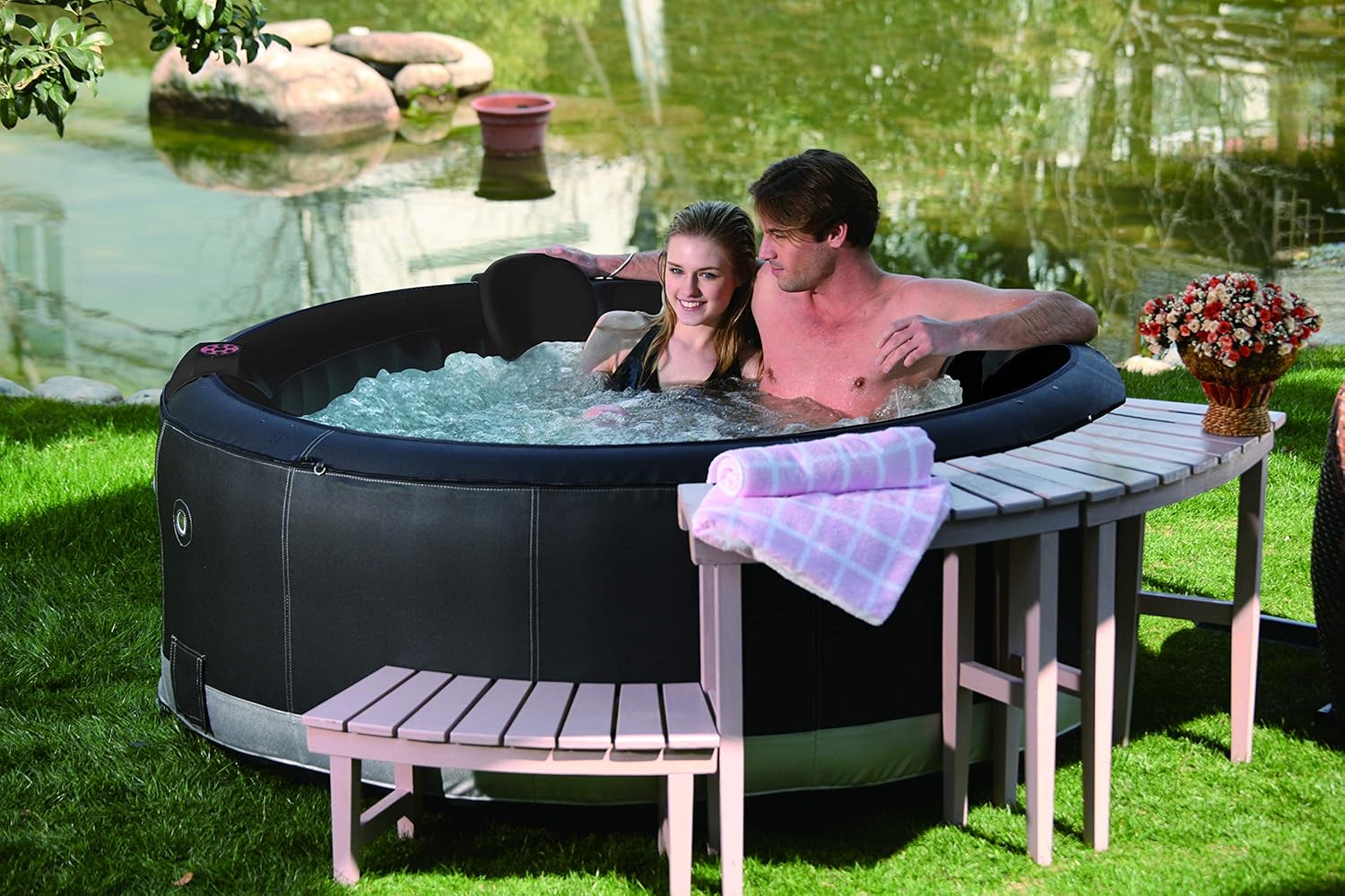 Spa Gonflable 6 Places Rond - Ospazia - Diamètre : 208 cm - Filtre et bâche Inclus