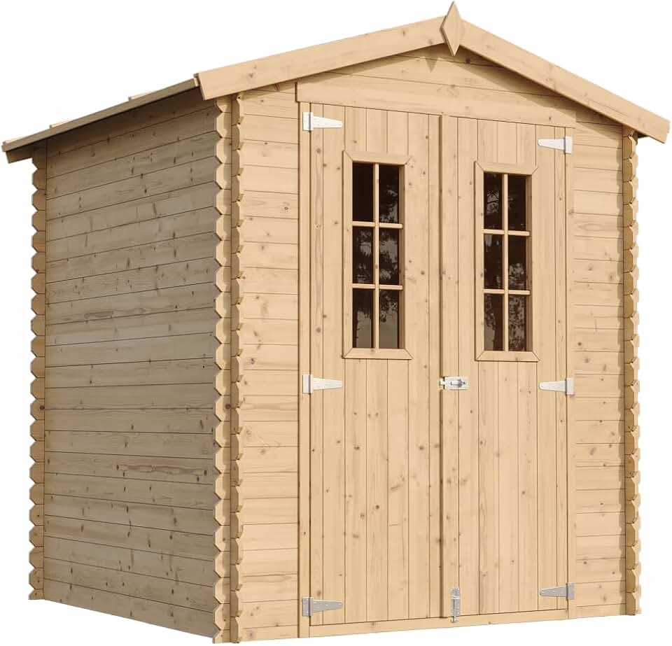 jardinite - Abri de jardin bois traité, 186x196x218 cm, 2,82 m², sol inclus, M320C+M320G