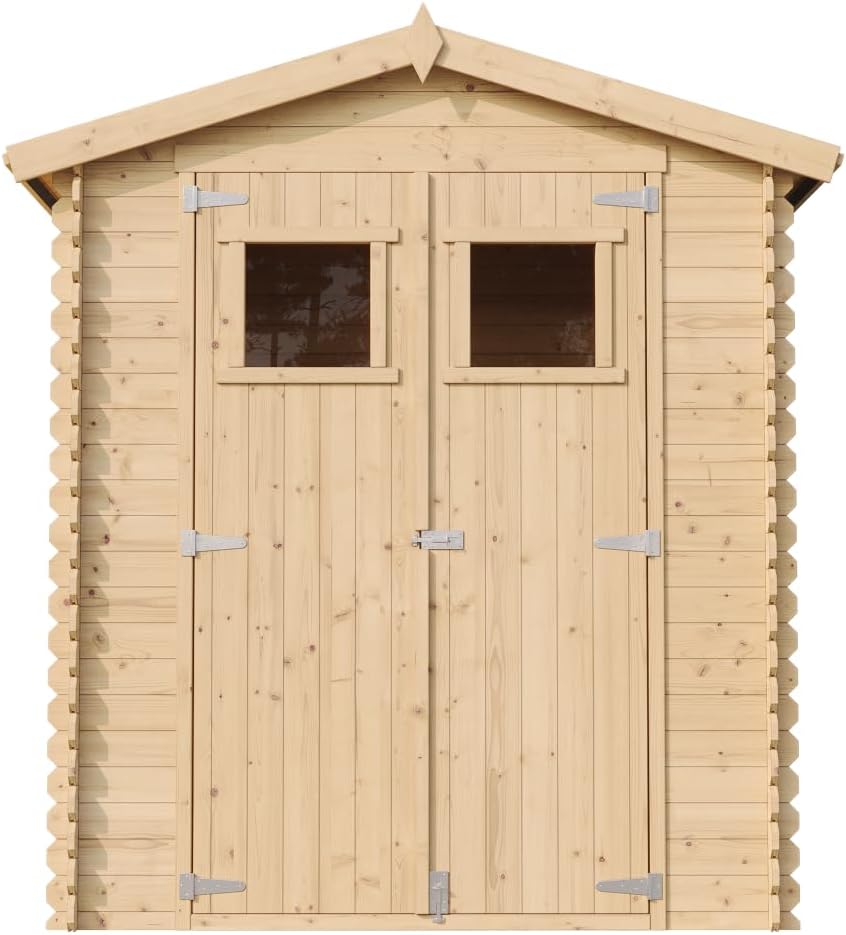 Abri de Jardin en Bois avec Sol TRAITÉ - Stockage extérieur I196xL136xH218 cm/ 1.98 m2 Petit abri à Outils, Local à vélos - Toit imperméable, fenêtres - jardinite M367