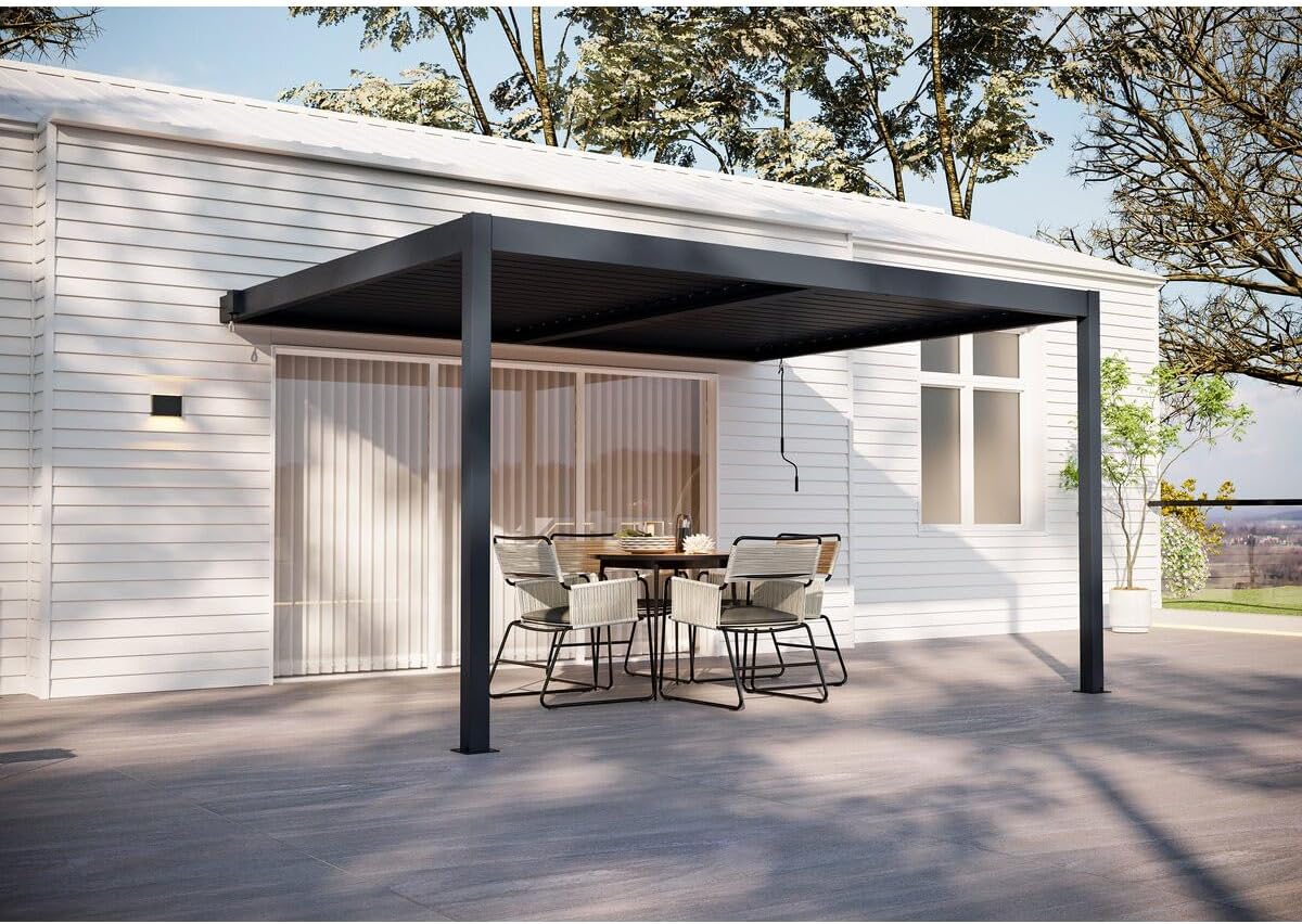 Windsor - pergola adossée aluminium série Windsor - 3x4m - gris anthracite