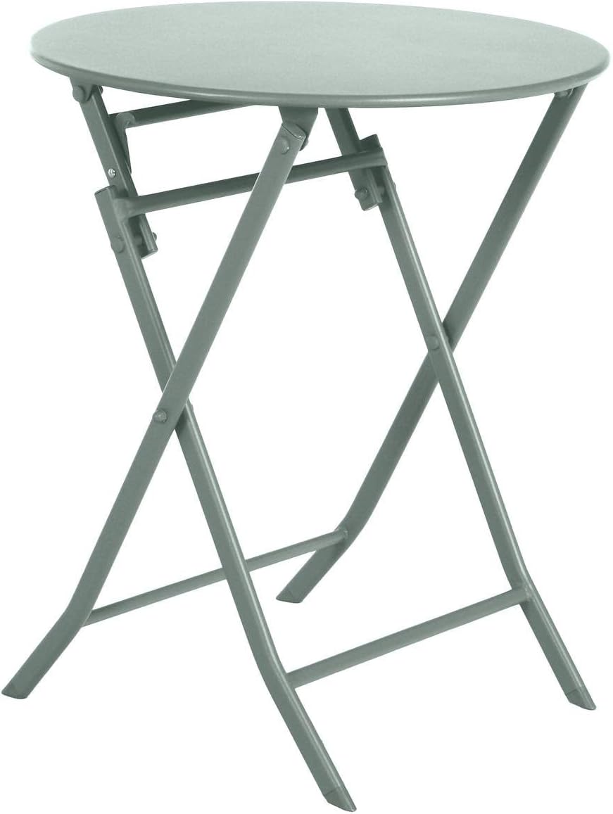 jardinite - Greensboro - Ø60 cm - Table de jardin pliante acier vert 2 places