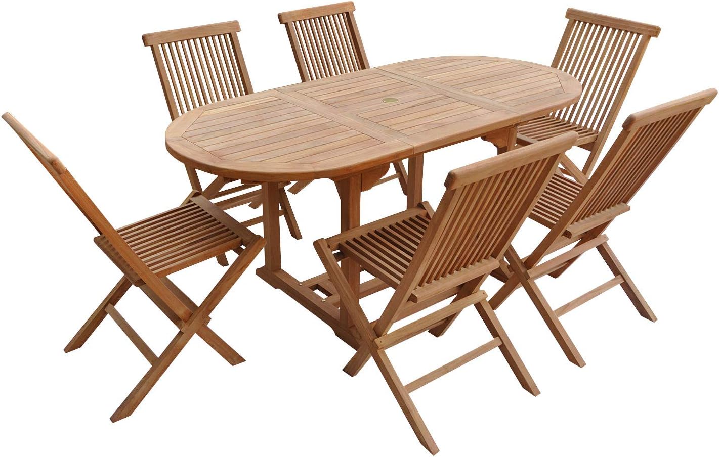 jardinite - Lombok salon en teck ovale extensible 6 places