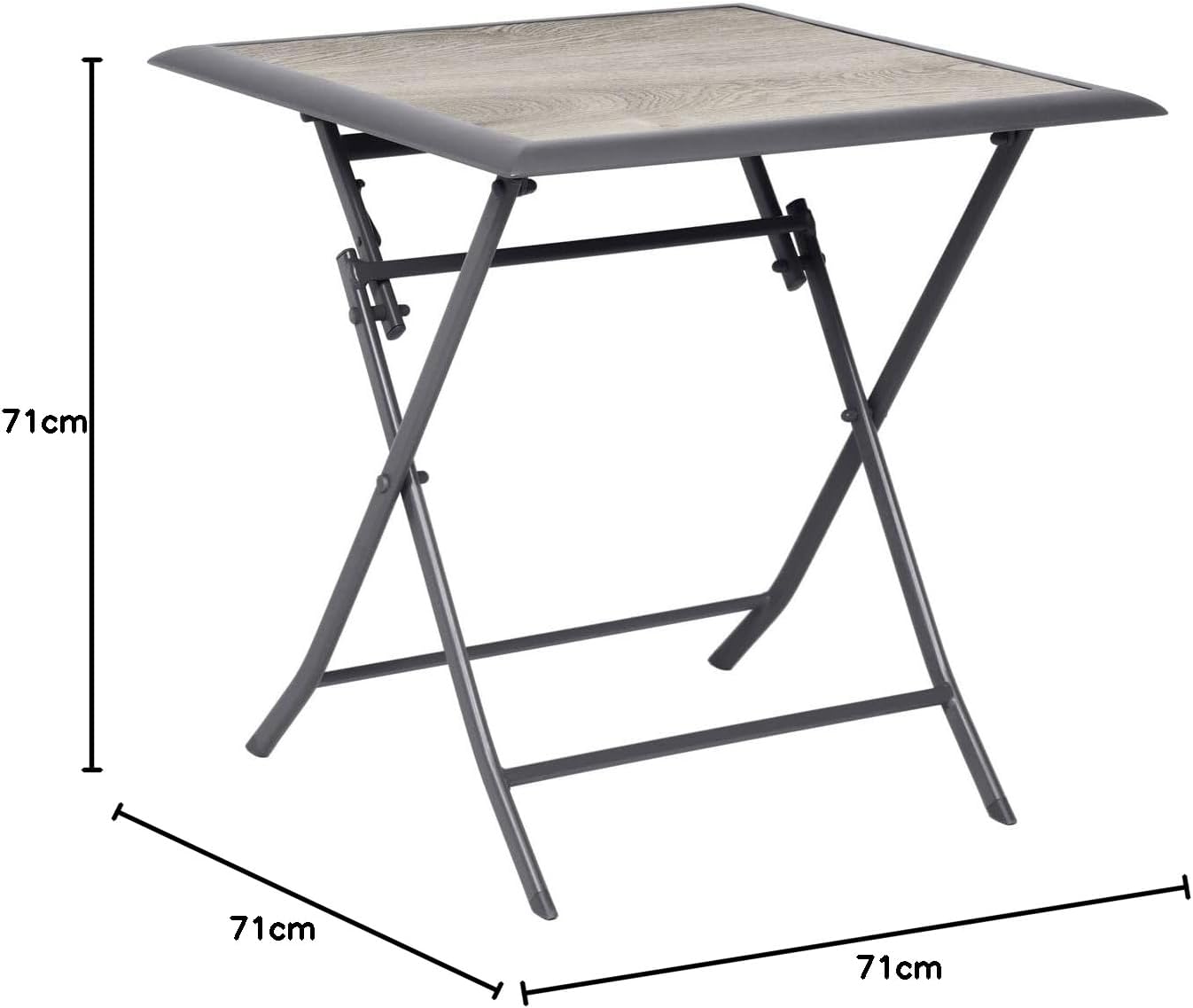 jardinite - Azua table pliante carrée 2 places gris aluminium