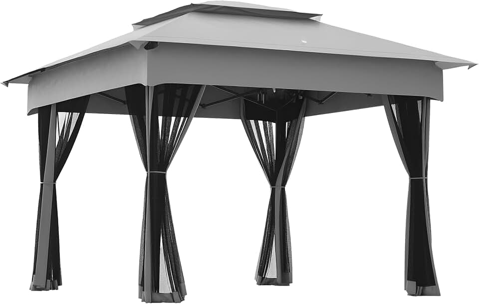 jardinite - Tonnelle Pop-up - 3x3m - Métal, anti-UV, moustiquaire, sac de transport
