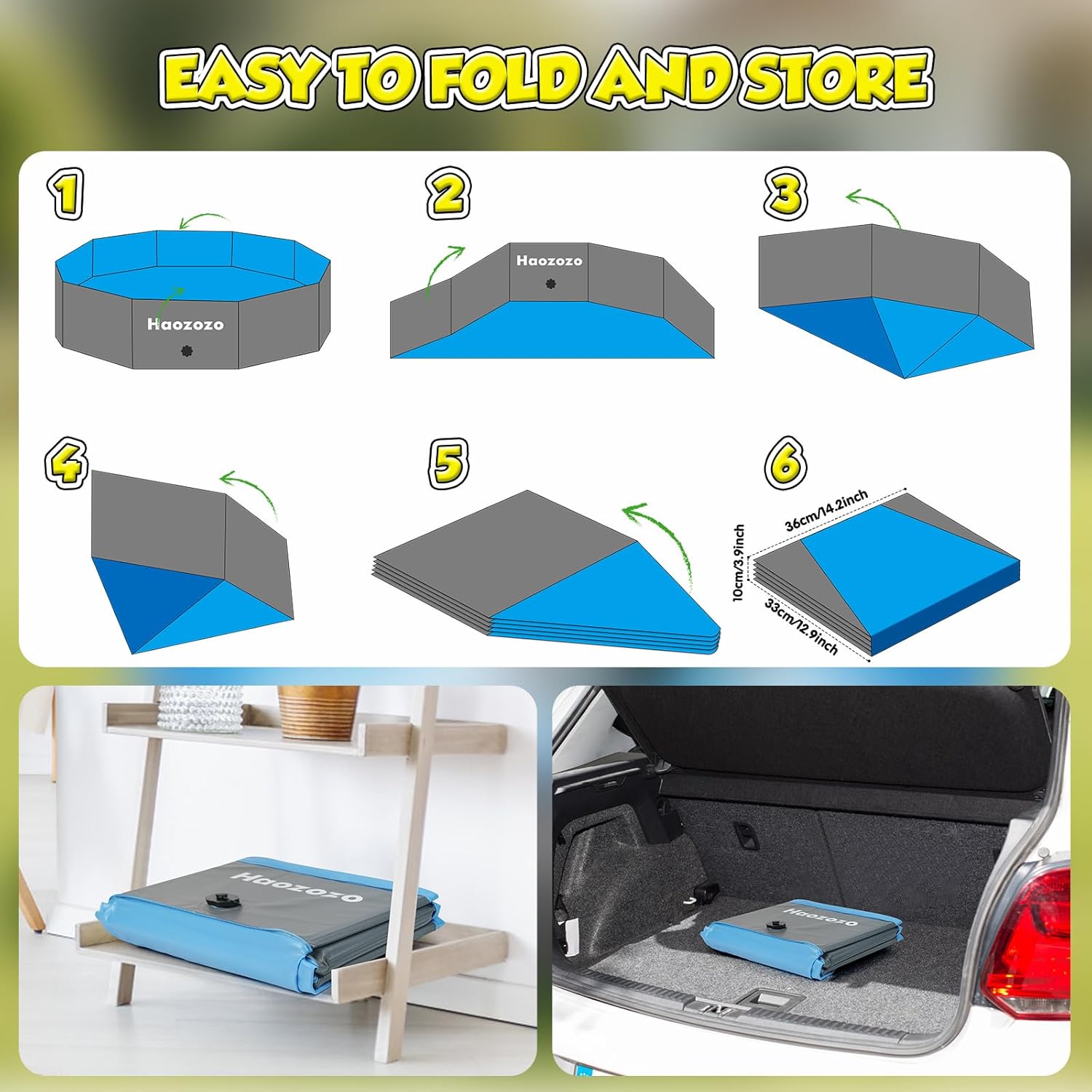 Piscine pour chien - bassin pliable renforcé 120x30 cm antidérapant, PVC durable