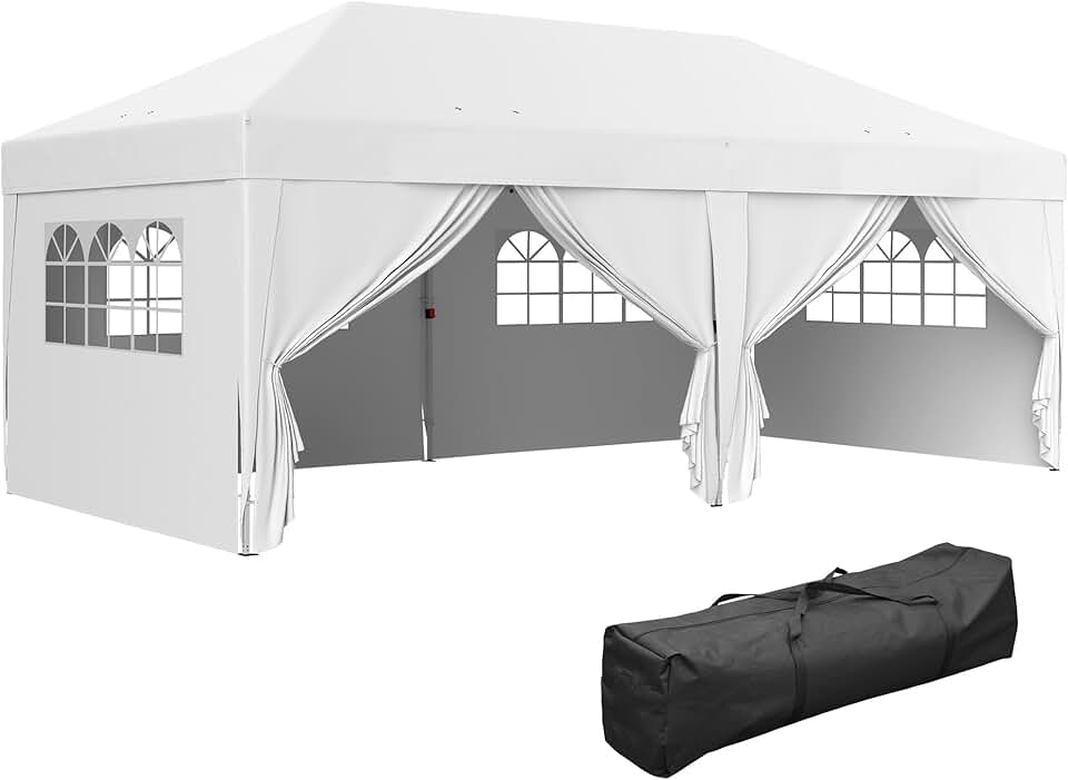 jardinite - Tonnelle pliante série jardin 3x6m, 6 parois, sac inclus