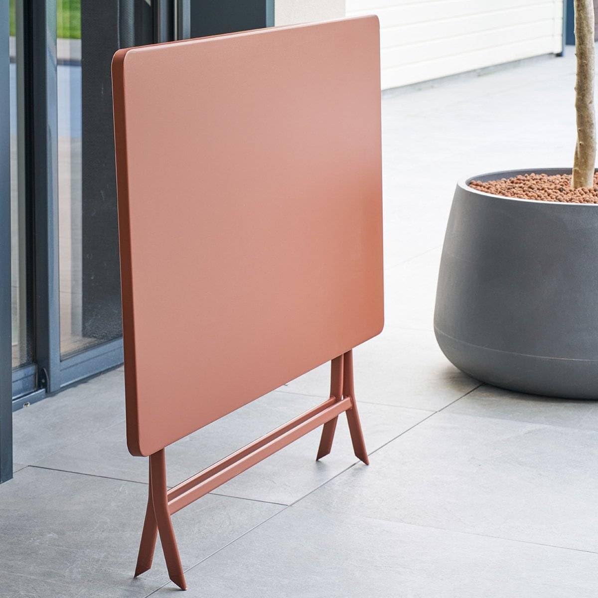jardinite - Greensboro - 110x70 cm - table pliante 4 places acier acajou