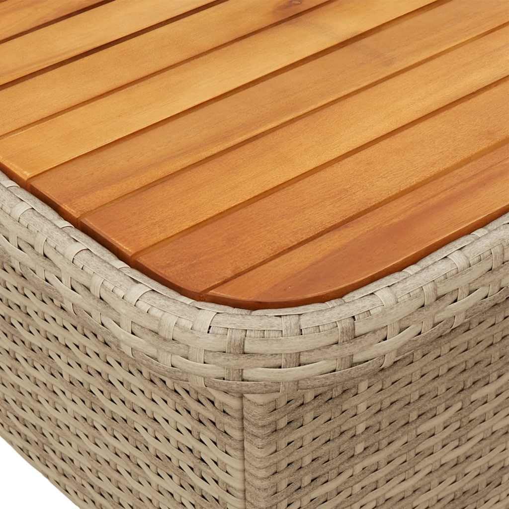 Table de jardin - 110x110x71 cm - résine tressée, bois d'acacia