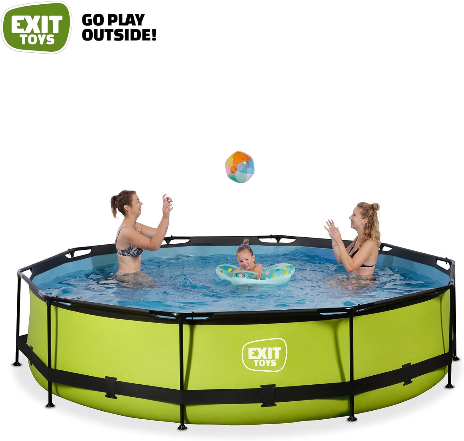 jardinite Piscine Tubulaire Lime - ø360x76cm - Piscine Hors Sol Ronde Grande avec Pompe Filtrante à Cartouche - Entrée Basse - Idéal pour Les Jeunes Enfants - Cadre Stable - Design Unique - Vert