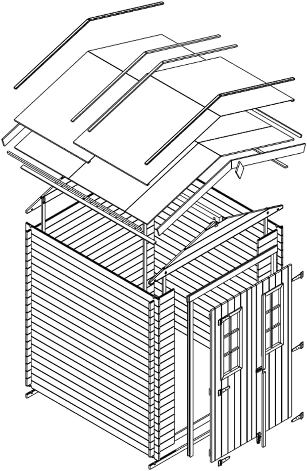Abri de Jardin en Bois - Stockage extérieur I186xL196xH218 cm/ 2,82 m2 Petit abri à Outils, Local à vélos - jardinite M320C