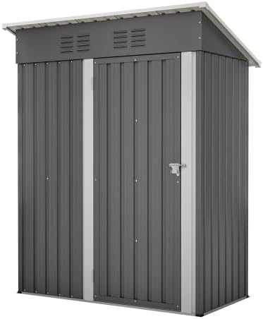 Abri de jardin - toit plat - 152x84x182 cm - métal, porte verrouillable