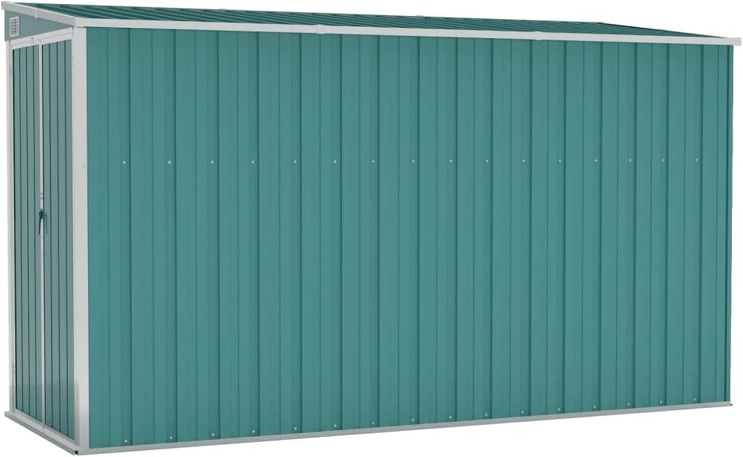 Abri de jardin mural en acier galvanisé vert 118 x 288 x 178 cm