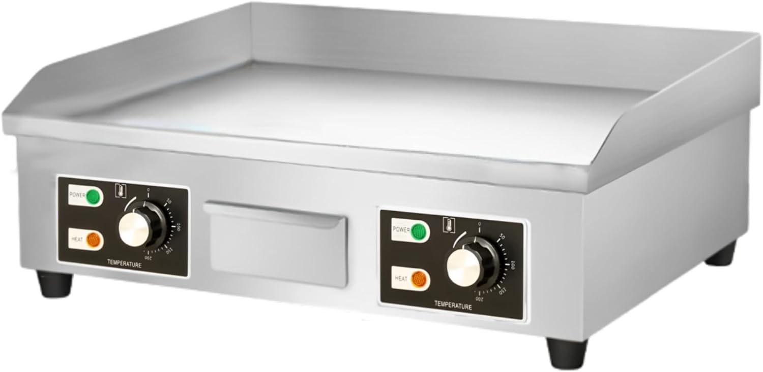 Plancha électrique - 66x44cm inox, thermostat jusqu'à 300°C, 3500W