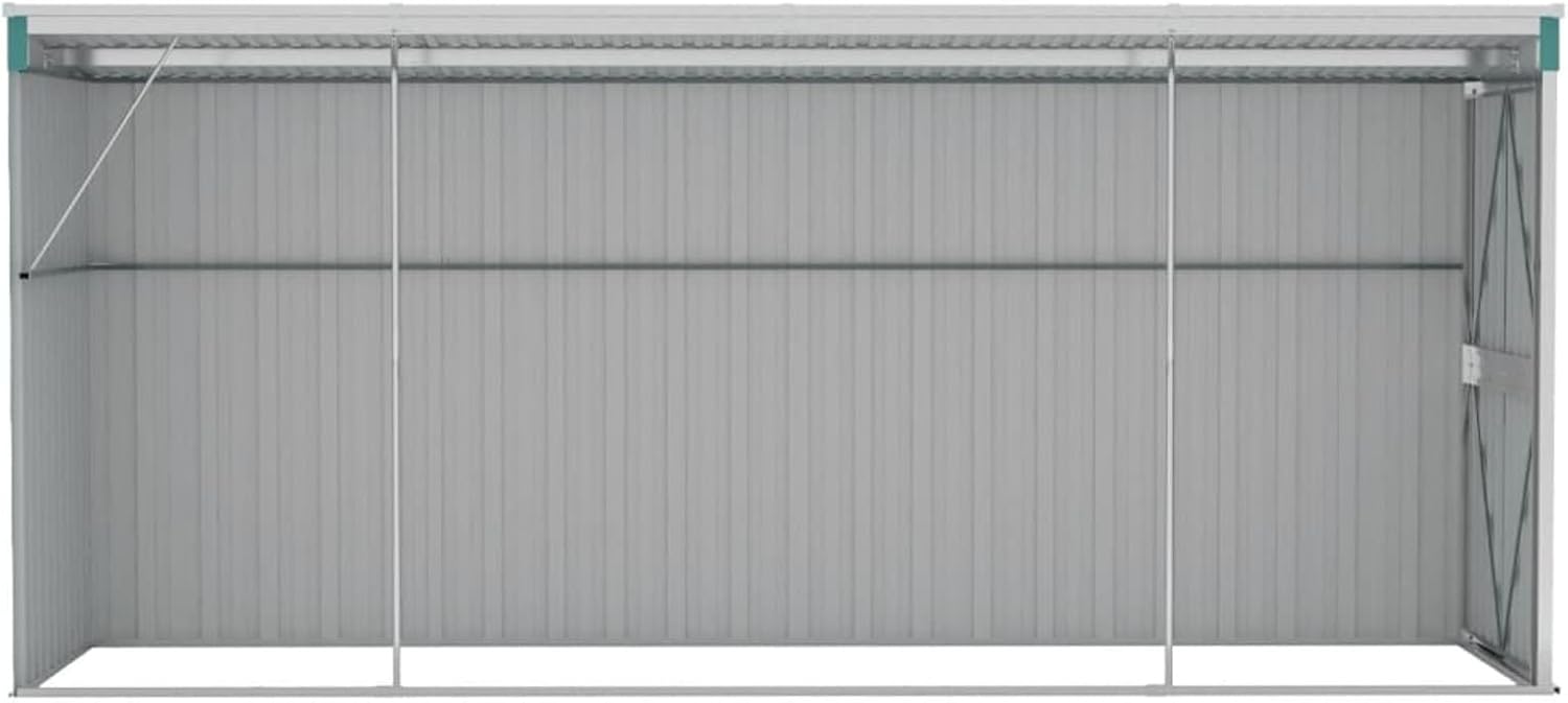 Abri de jardin mural acier galvanisé vert 118x382x178cm, robuste