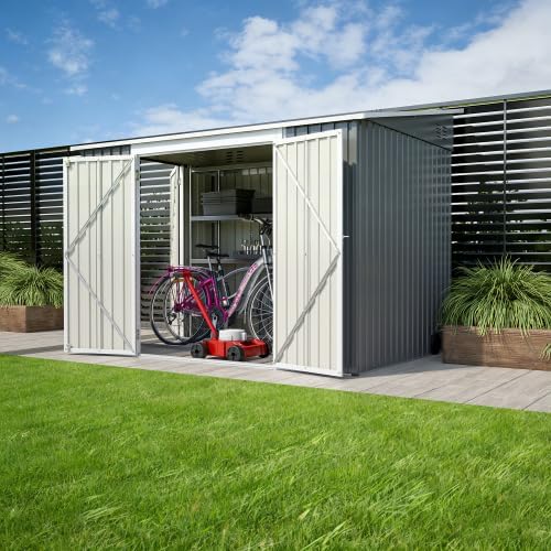 Abri de jardin métal - 1,8x2,4m - double porte, serrure, sol, étanche