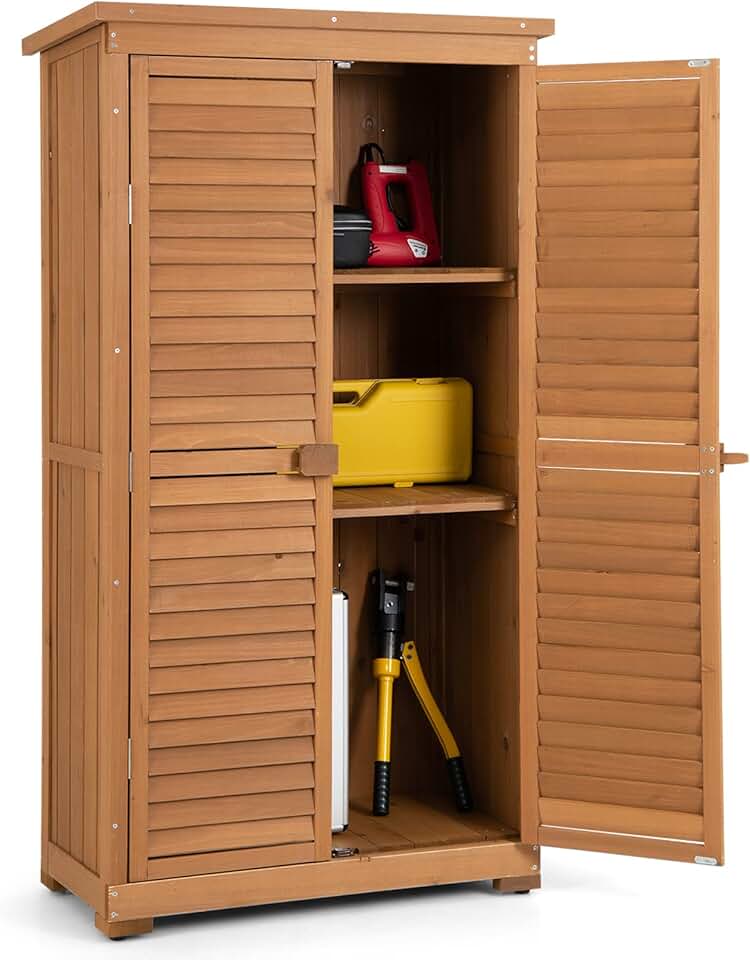 jardinite - Abri de jardin 160 cm - Bois, toit asphalte, 2 portes verrouillables, étagères amovibles
