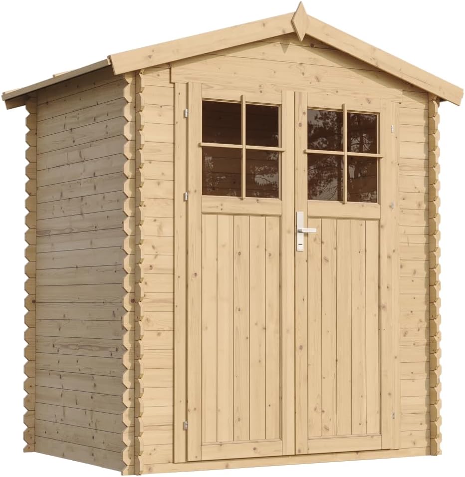 Abri de Jardin en Bois avec Sol TRAITÉ - Stockage extérieur I196xL136xH218 cm/ 1.98 m2 Petit abri à Outils, Local à vélos - jardinite M367F+M367G