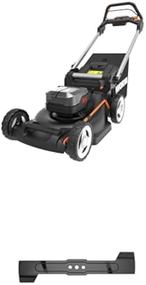 Pack jardinite Tondeuse à Gazon autotractée Brushless sans Fil 40V WG749E + 3 Lames de Rechange, jusqu'à 500m², Lame de 46cm, Coupe jusqu'aux Bordures, Sac de 55 L, livée avec 2 Batteries 4Ah et Chargeur