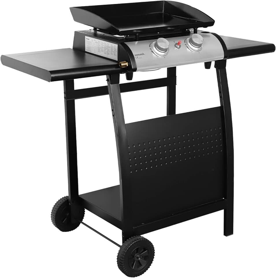 jardinite - Porthos série - plancha 2 brûleurs, inox, 5kW, plaque émaillée