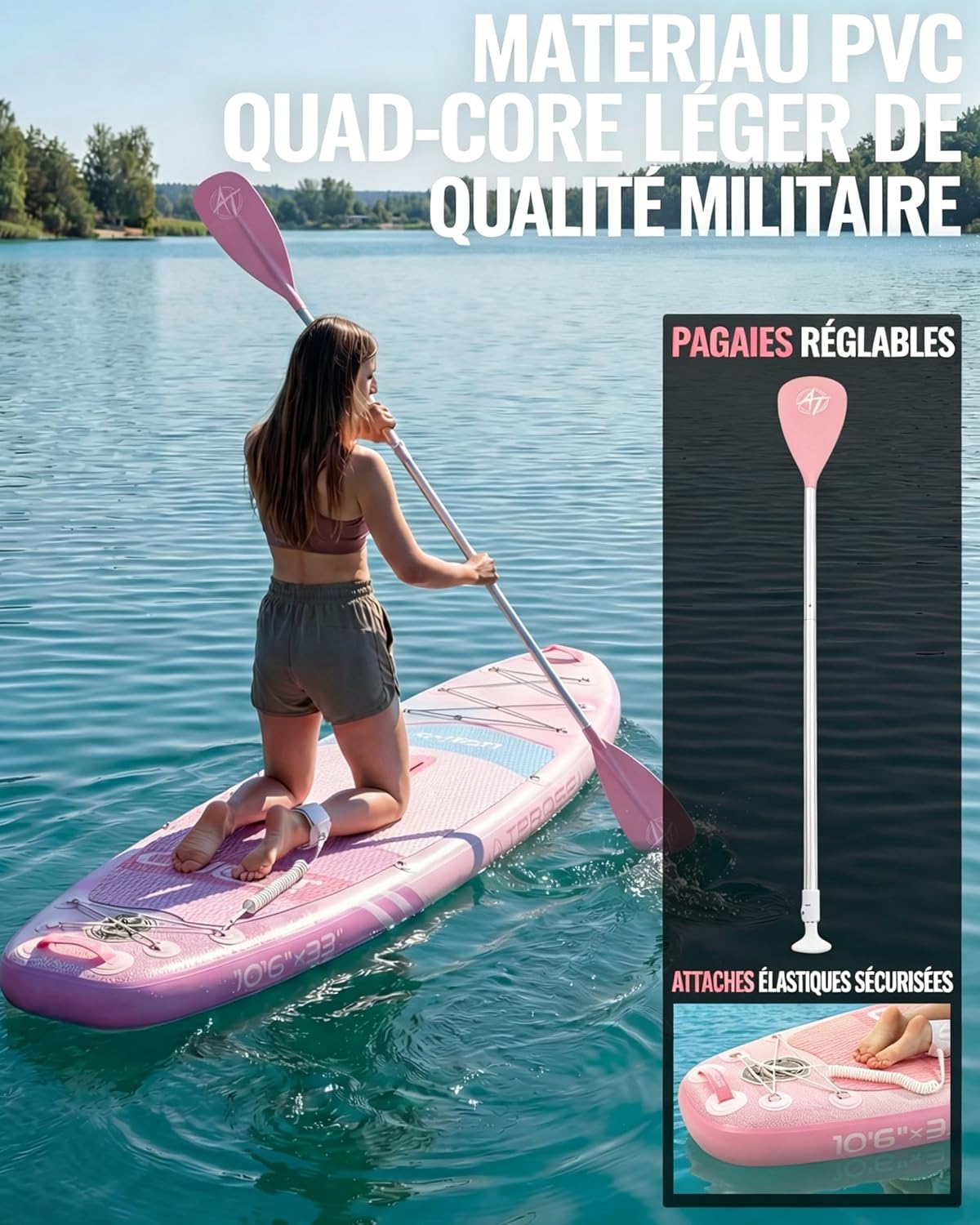 Stand Up Paddle gonflable adulte 320x84cm 2 personnes charge 200kg