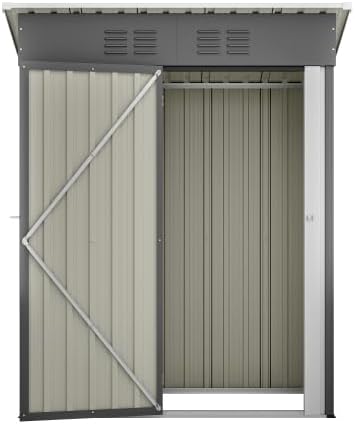 Abri de jardin - toit plat - 152x84x182 cm - métal, porte verrouillable
