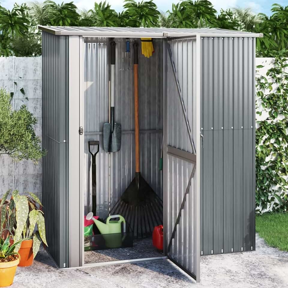 Abri de jardin - 180,5x97x209,5 cm - acier galvanisé, gris, abri outils