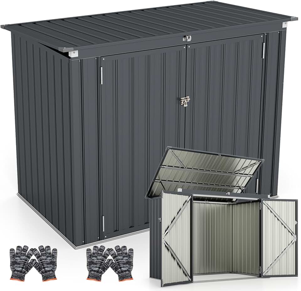 jardinite - Abri de jardin métal - 172x100x129 cm - 2 portes, couvercle relevable