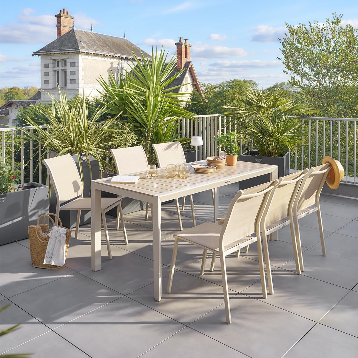 jardinite - Evasion 6 places - aluminium effet bois lin et argile