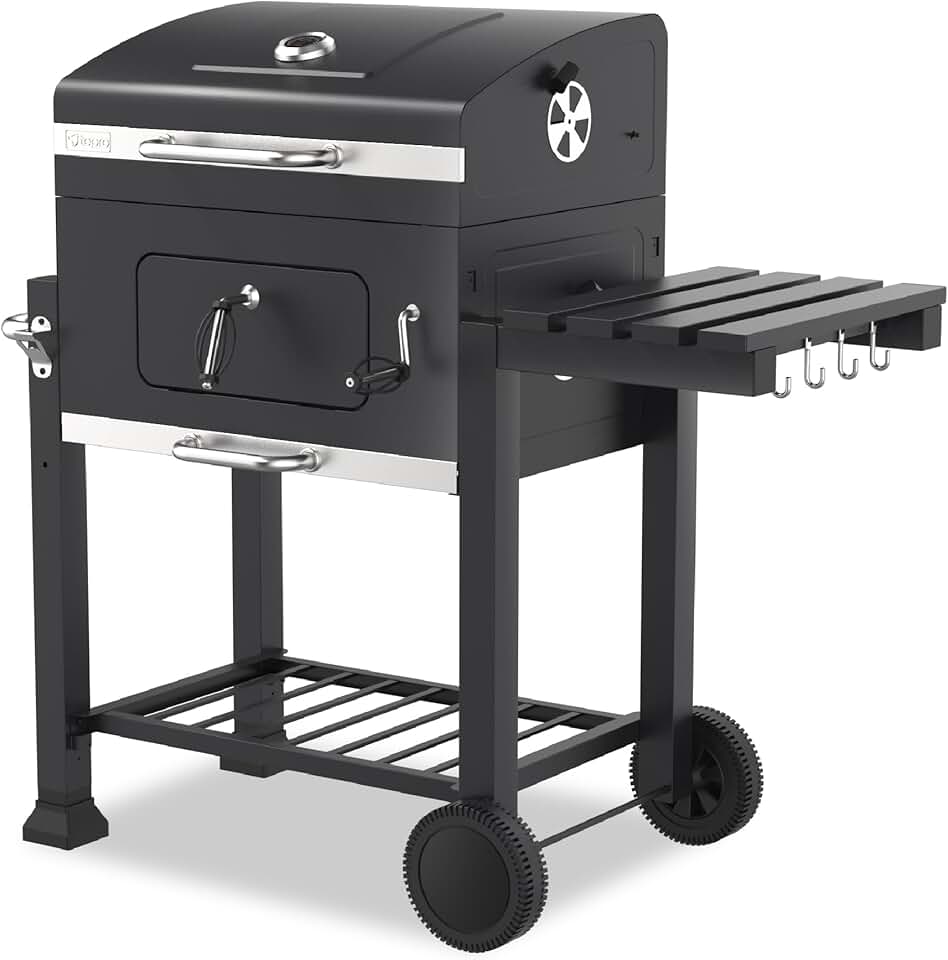 jardinite - Toronto Click - barbecue charbon acier anthracite inox, compact