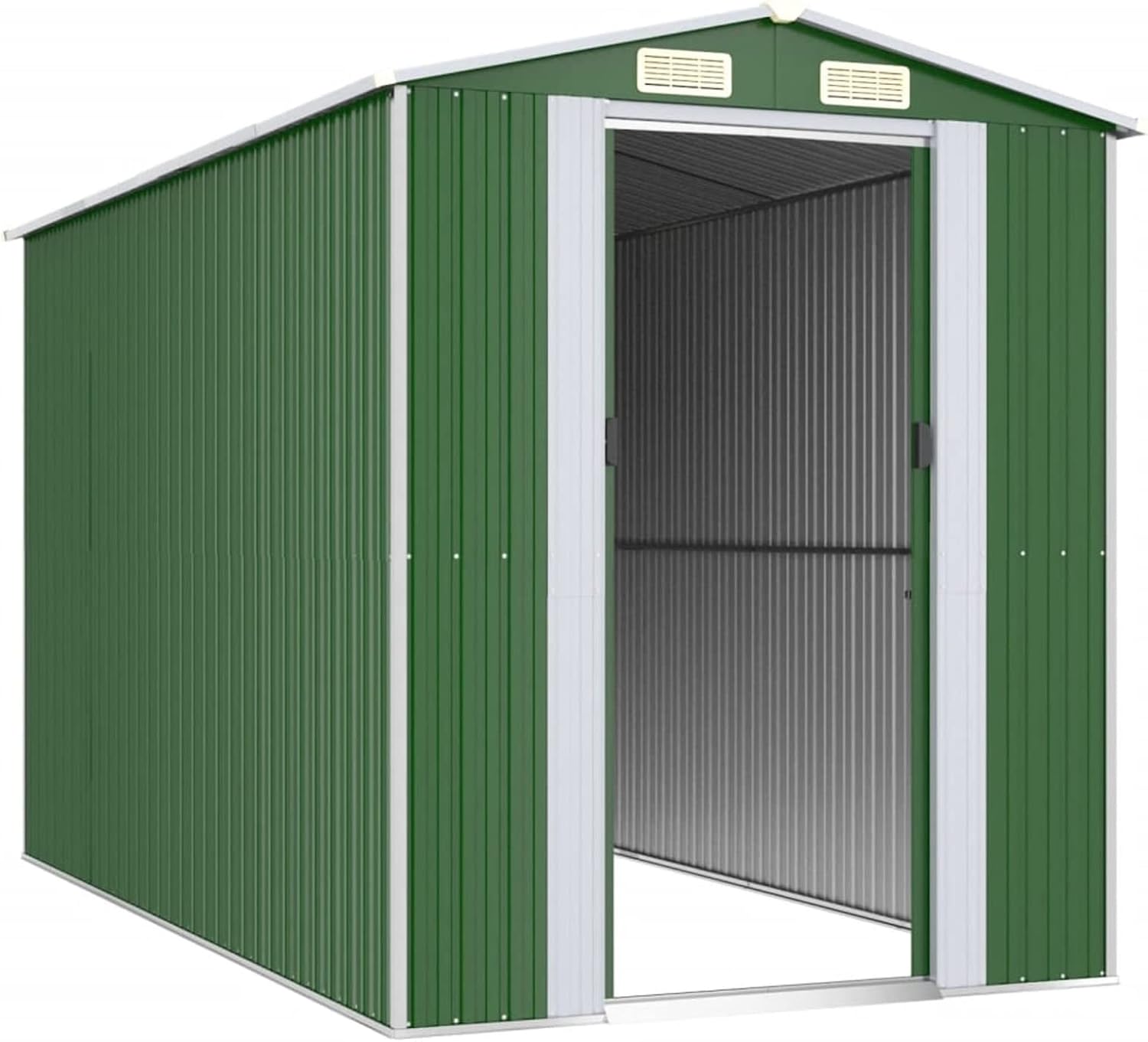 Abri de jardin - acier galvanisé vert, 192x357x223 cm, extérieur renforcé