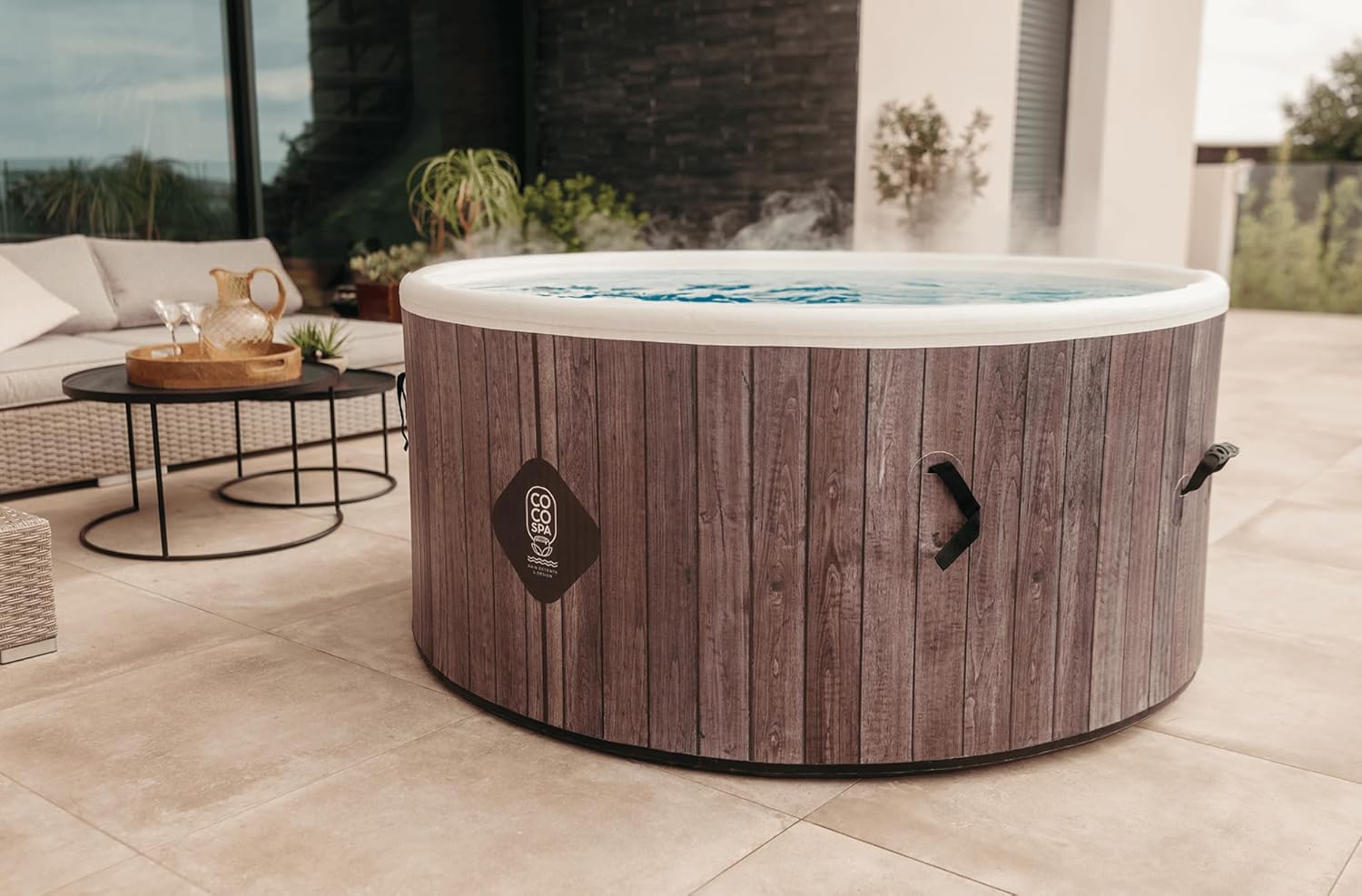 jardinite Helsinki Spa Gonflable - 150 cm de diamètre - 800 litres - Moteur 2240 W - 2 à 4 Personnes - Massage 140 Jets