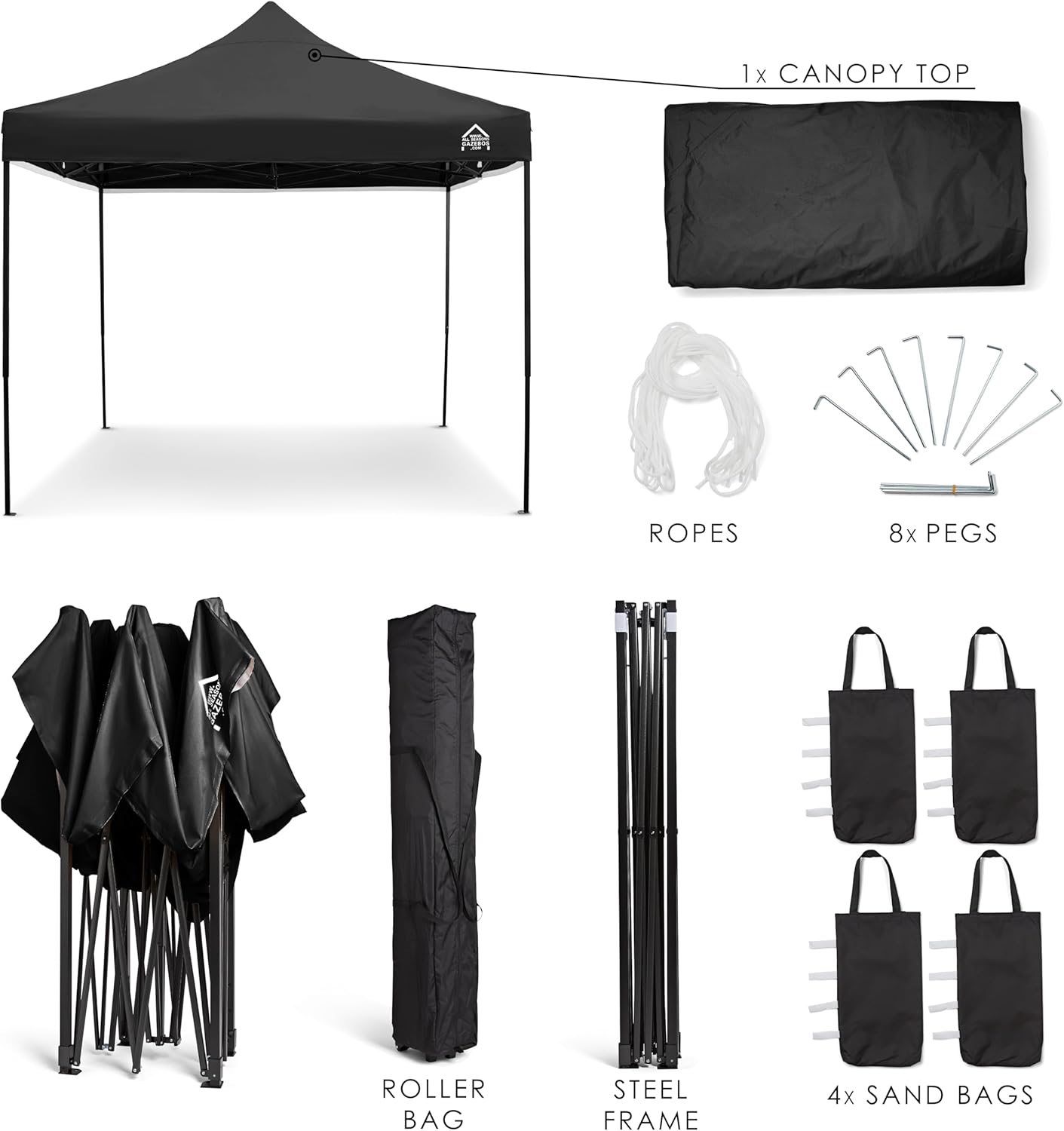 jardinite - Tonnelle pliante série standard - 3x3m - robuste, étanche, accessoires inclus