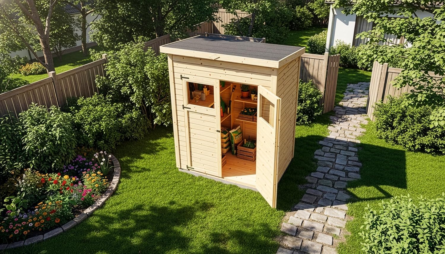 Abri de jardin en bois - 2,2 m², toit monopente