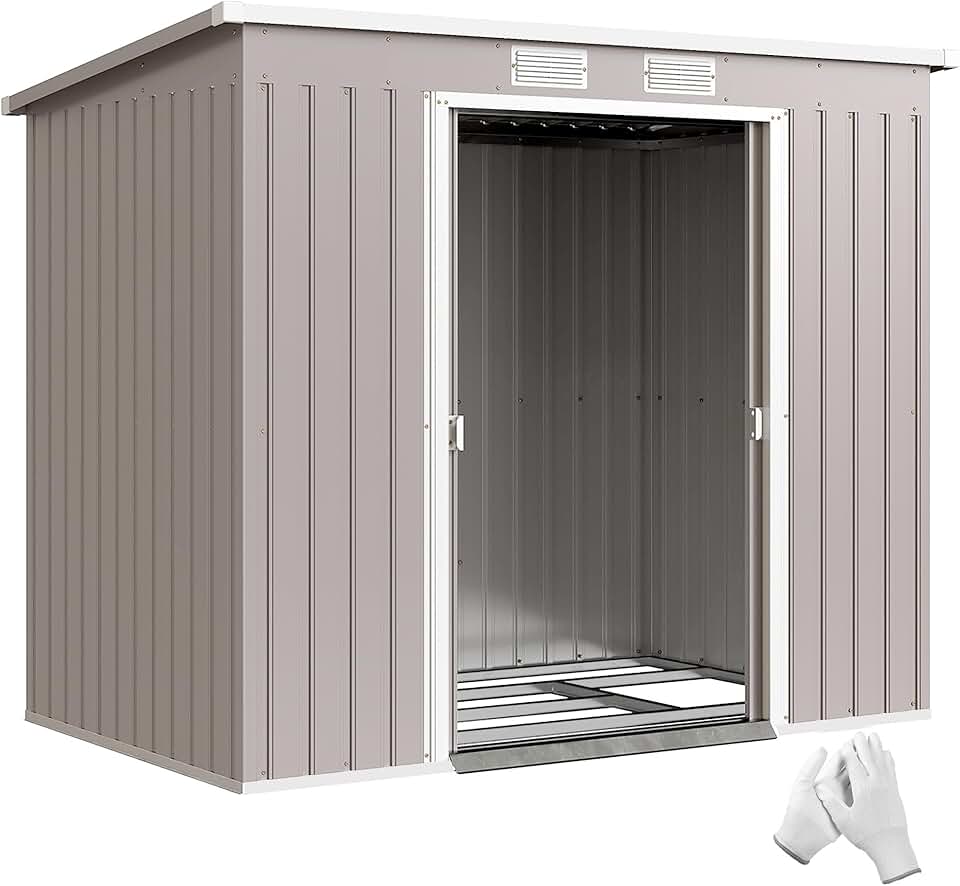 jardinite - abri de jardin métal toit appentis - 213x130x172cm - double porte, ventilation, cadre sol, verrouillable