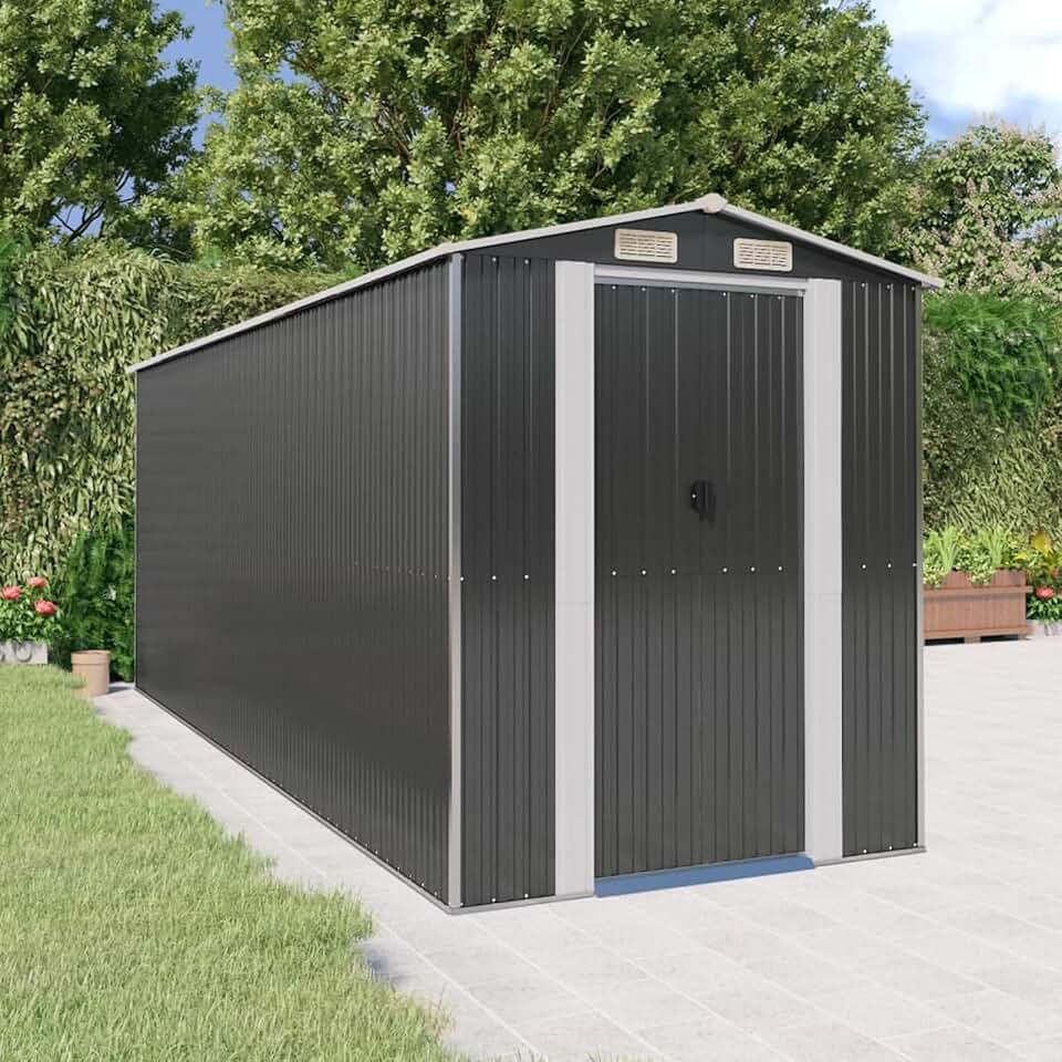 jardinite Abri de jardin, abris pour parcelles, abris de jardin, abri de jardin extérieur, maisons préfabriquées, acier galvanisé anthracite 192 x 523 x 223 cm