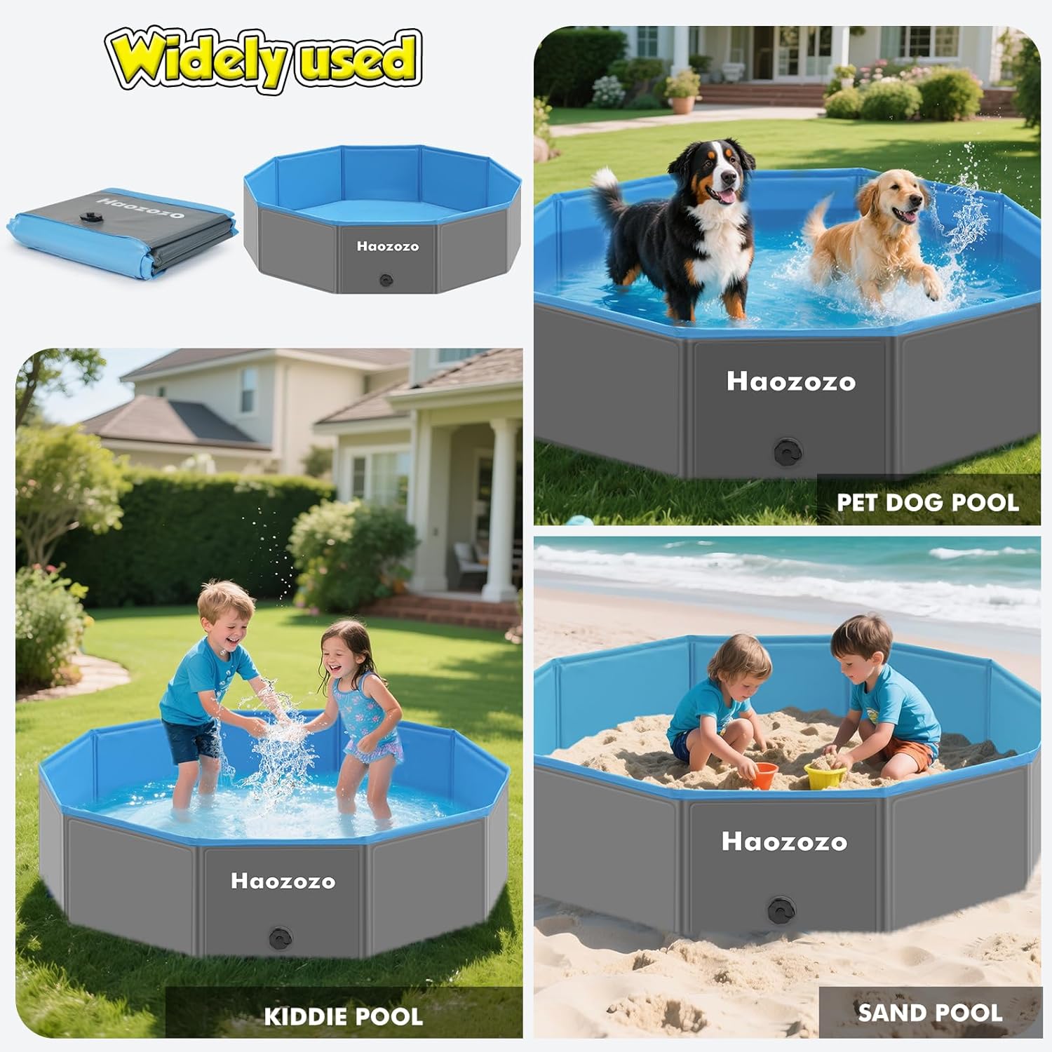 Piscine pour chien - bassin pliable renforcé 120x30 cm antidérapant, PVC durable