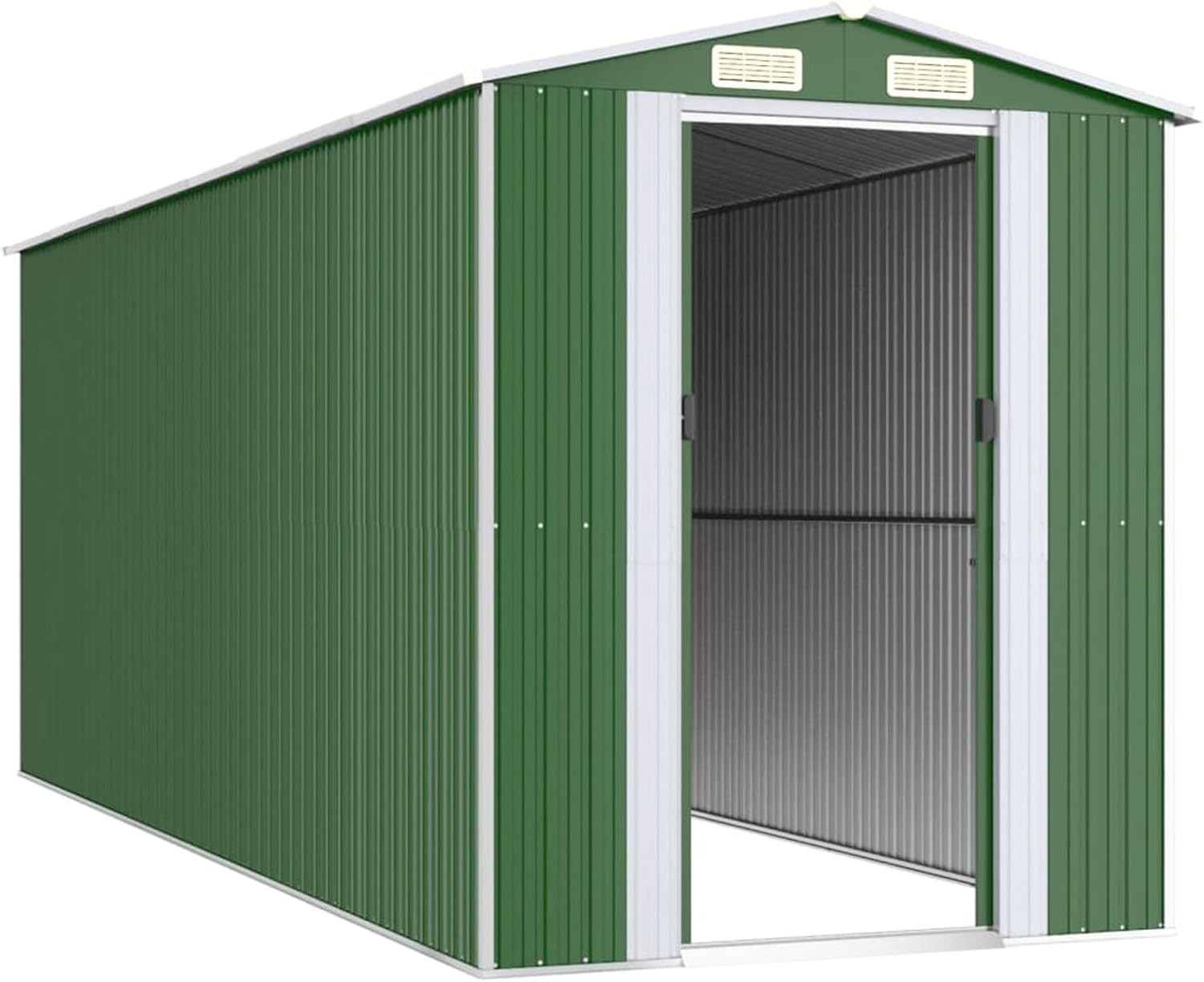 Abri de jardin extérieur en acier galvanisé vert 192 x 523 x 223 cm